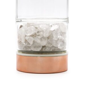 Crystal Glass Tea Infuser Bottle – Rose Gold – Rock Quartz