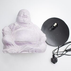 Laughing Buddha Lamp Lavender Crackle – Round Stand