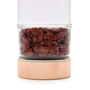 Crystal Glass Tea Infuser Bottle – Rose Gold – Red Jasper