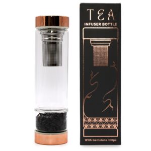 Crystal Glass Tea Infuser Bottle – Rose Gold – Onyx