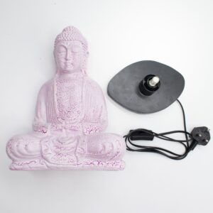Meditation Buddha Lamp Cherry Crackle – Oval Stand