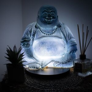 Laughing Buddha Lamp Sky Blue – Round Stand