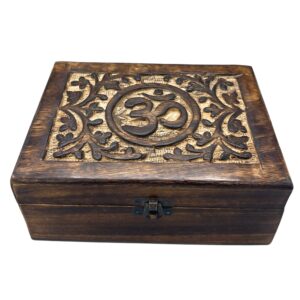 Large Wooden Keepsake Box 20x15x7.5cm –  Om