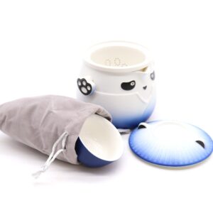 Panda Teapot Set & Three Cups – Sky Blue