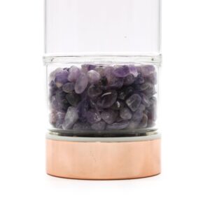 Crystal Glass Tea Infuser Bottle – Rose Gold – Amethyst