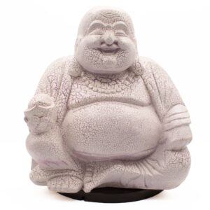 Laughing Buddha Lamp Lavender Crackle – Round Stand