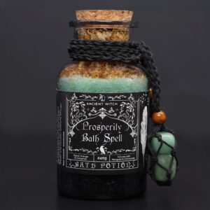 Ancient Witch Bath Spell Potion & Aventurine Crystal Amulet – Prosperity