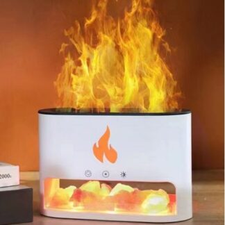 White Blaze Aroma Diffuser – Himalayan Salt Chamber – USB-C – Flame Effect (Salt included)
