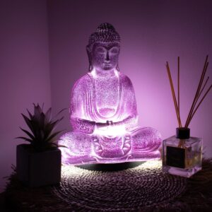 Meditation Buddha Lamp Lavender Crackle – Oval Stand