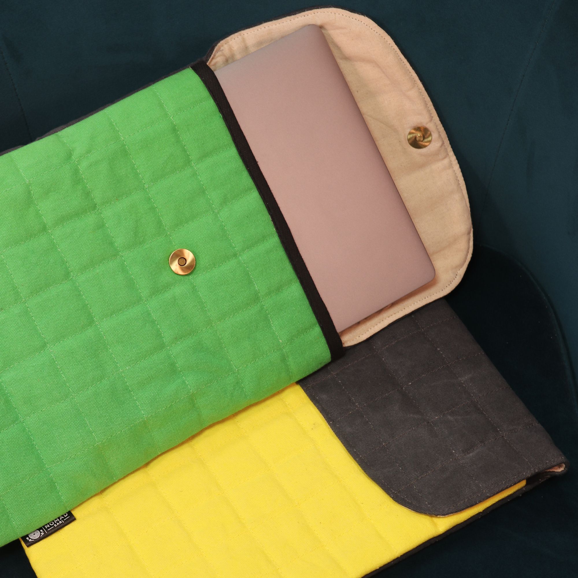 Laptop Padded Pouch - Frog Green - 14oz Stonewash - Image 3