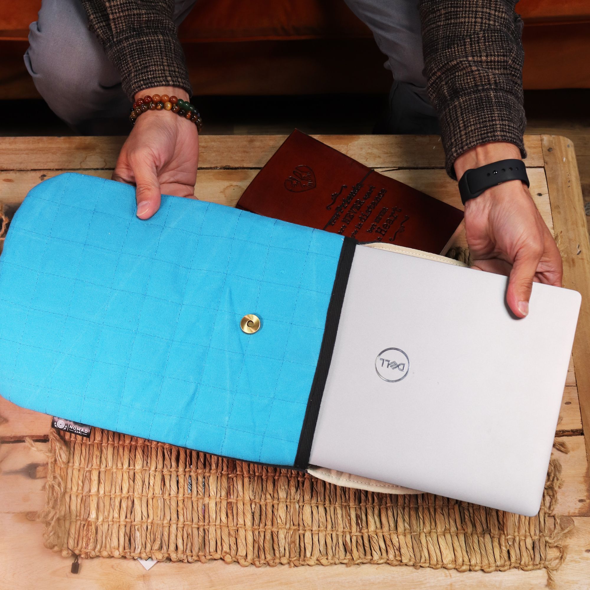 Laptop Padded Pouch - Terrific Turquoise - 14oz Stonewash - Image 4
